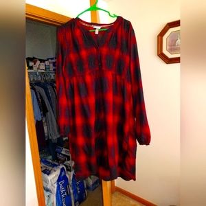 Plaid button up tunic/dress